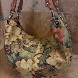 Leather floral bag